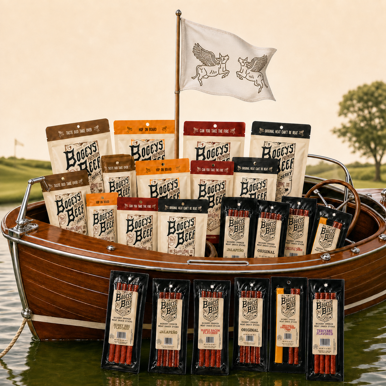 The Bogeys ⛳️ Boatload beneath the paired flying cows flag